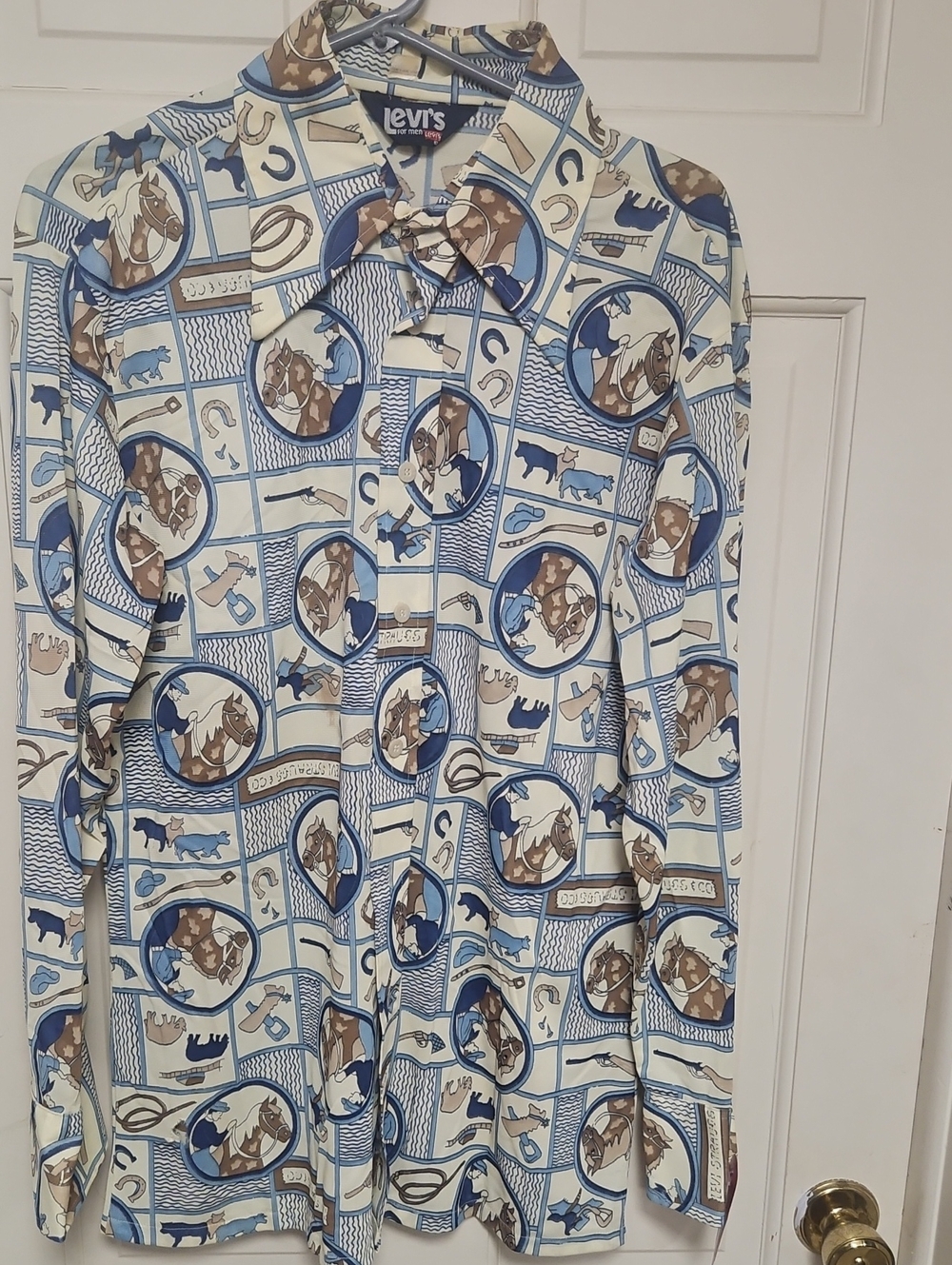 70s Western RARE Cowboy Print Levi's Men's DISCO  Shirt